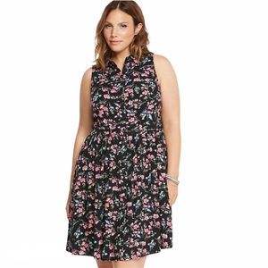 Torrid Floral Print Button Front Challis Dress